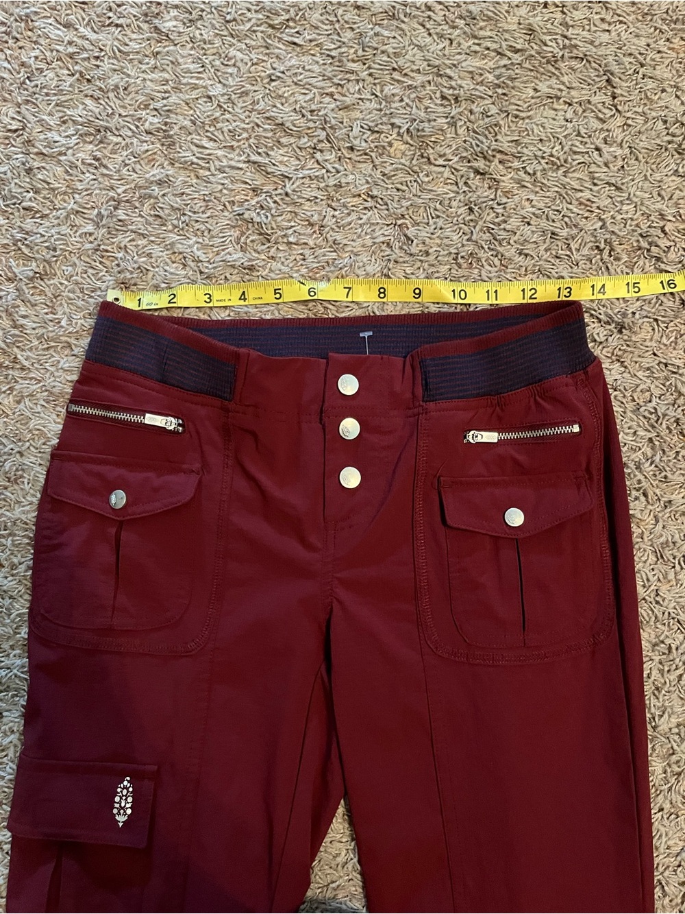 FP MOVEMENT Free People Cascade Flare Cargo Pants in Oxblood Sz XS Low Rise NWOT - Picture 12 of 14